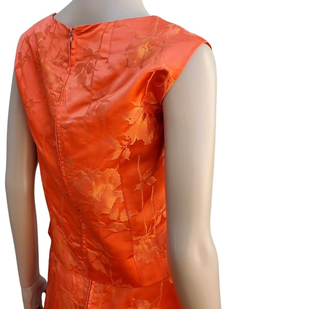 60s Vintage Maxi Skirt Set Size 4 Orange Silk Brocade Made in Hong Kong NWOT DOS - Picture 5 of 13